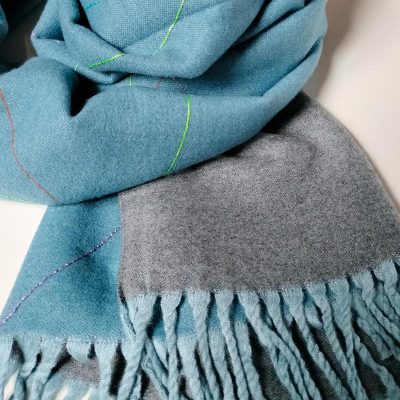 Foulard LÍNIES blau petroli gris-colors